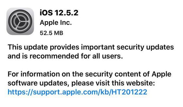 新昌苹果手机维修分享iOS12.5.2发布，建议所有老苹果用户安装 